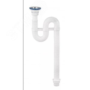 Сифон VIR гофрированный 1.5 м D40/50, пластиковая чашка D63 мм - VIRPlast