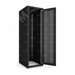 Шкаф напольный телекоммуникационный NTSS RS 32U 600х800мм, 4 профиля 19, двери перфорированная и сплошная металл, регулируемые опоры, боковые стенки съемные, разобранный, черный RAL 9005 (NTSS-RSP32U6080PD-BL) - фото 2