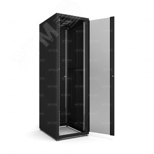 Шкаф напольный телекоммуникационный NTSS RS 42U 600х800мм, 4 профиля 19, двери стекло и сплошная металл, регулируемые опоры, боковые стенки съемные, разобранный, черный RAL 9005 (NTSS-RSP42U6080GS-BL) - фото 3