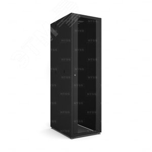Шкаф напольный телекоммуникационный NTSS RS 42U 600х800мм, 4 профиля 19, двери стекло и сплошная металл, регулируемые опоры, боковые стенки съемные, разобранный, черный RAL 9005 (NTSS-RSP42U6080GS-BL) - фото 2