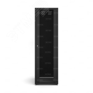 Шкаф напольный телекоммуникационный NTSS RS 42U 600х800мм, 4 профиля 19, двери стекло и сплошная металл, регулируемые опоры, боковые стенки съемные, разобранный, черный RAL 9005 (NTSS-RSP42U6080GS-BL) - NTSS