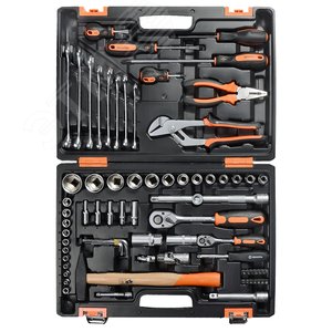 Набор инструментов, 1/2'' , 1/4'' , CrV, в кейсе 76 предм''