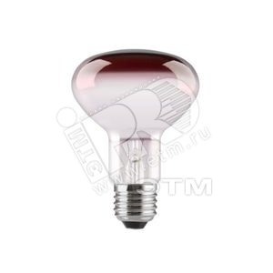 Лампа накаливания зеркальная ЗК 60вт R80 E27 R красная GE (91528) - General Electric
