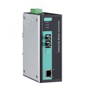 Медиаконвертер Ethernet 10/100BaseTX в 100BaseFX  (многомодовое оптоволокно) в металлическом корпусес расширенным диапазоном температур (IMC-101-M-ST-T) - MOXA