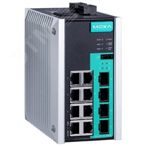 Коммутатор 8 x 10/100/1000BaseTX, 4 x 100/1000BaseSFP, с расширенным диапазоном температур          EDS-G512E-4GSFP-T (EDS-G512E-4GSFP-T) - MOXA