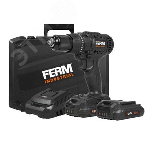 Дрель ударная аккумуляторная CDM1147P 20В 50Нм 2.0 Ач 2 скорости 2 аккумулятора Li-ion быстрозажимной патрон 13 мм кейс (CDM1147P) - FERM