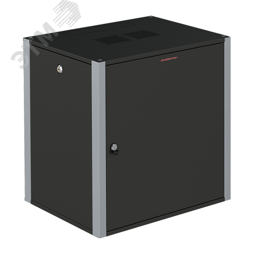 Шкаф телекоммуникационный настенный 19' 12U дверь металл IP20. 600x450x585mm(ШхГхВ) цвет черный(RAL 9004/RAL7000) - фото 4