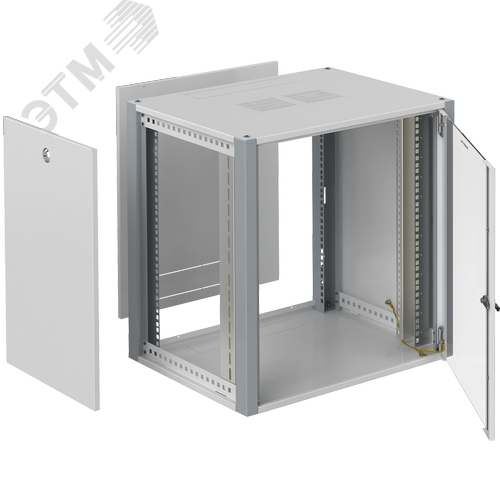 Шкаф телекоммуникационный настенный 19' 9U дверь стекло IP20. 600x450x450mm(ШхГхВ) цвет серый(RAL 7035/RAL7000) - фото 5