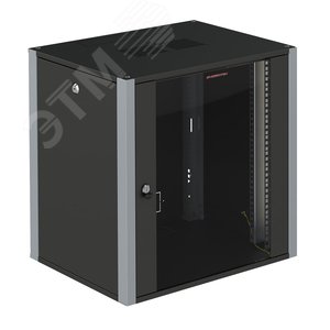 Шкаф телекоммуникационный настенный 19' 12U дверь стекло IP20. 600x450x585mm(ШхГхВ) цвет черный(RAL 9004/RAL7000) - SYSMATRIX