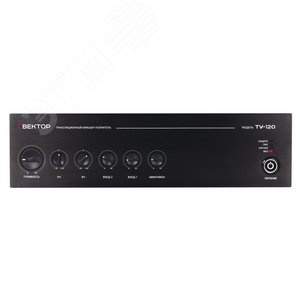 Микшер-усилитель компактный, мощность 120 Вт, Bluetooth, питание 220 В, рэковое крепление (ТУ-120) - ВЕКТОР