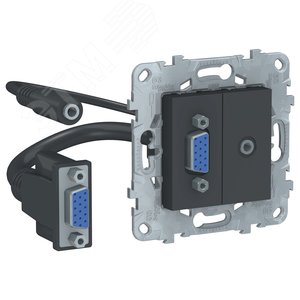 Розетка UNICA NEW HD15+Minijack антрацит (NU593254) 2