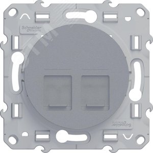 ODACE Розетка компьютерная 2хRJ45 категория 5 алюминий - фото 2