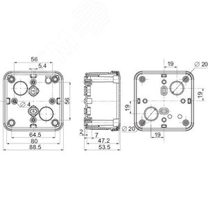 ПЛАСТ.КОРОБКА ABS 89x89x54 | NSYTBS885 | Schneider Electric - фото 4