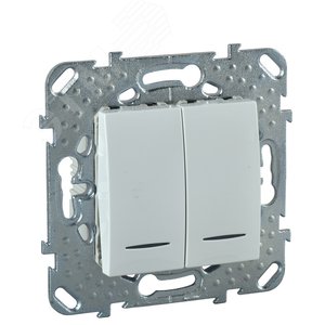 UNICA Выключатель двухклавишный белый с индикацией (MGU5.0101.18NZD)