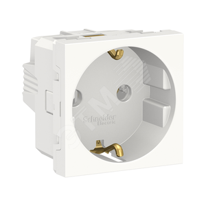 Розетка UNICA MODULAR с заземлением без шторок винтовой зажим 16А 250В 2 модуля белый (NU303618)