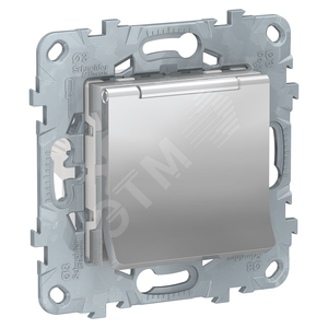 UNICA NEW Розетка в рамку с/з, с/ш, с крышкой, 16 А, 250 В, IP40, алюм - Schneider Electric
