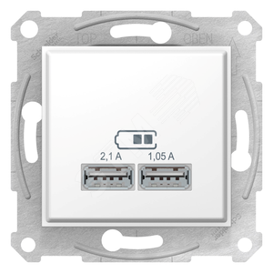 Sedna USB Розетка механизм 2x1,05А белый (SDN2710221) - Schneider Electric