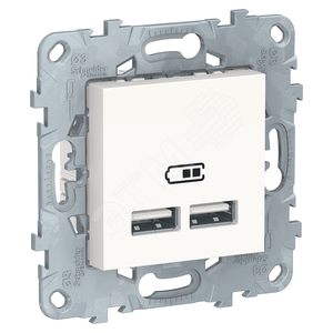 UNICA NEW Розетка в рамку USB, 2-местная, 5 В / 2100 мА, бел - Schneider Electric