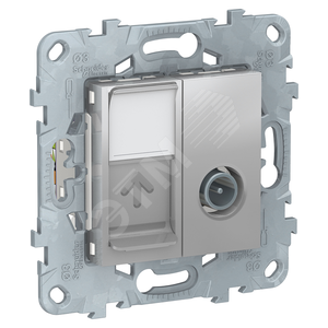 UNICA NEW Розетка в рамку TV одиночная + комп. RJ45 кат.6 UTP, 1 модуль, алюм