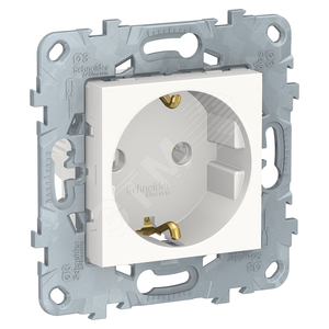 Unica New Белый Розетка с/з без шторок, винт. зажим, 16А, 250В | NU503618 | Schneider Electric - Schneider Electric