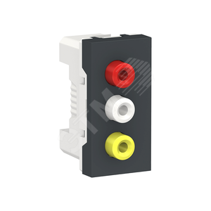 UNICA MODULAR Розетка в рамку 3 RCA, 2 модуля, антр - Schneider Electric