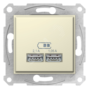 SEDNA USB РОЗЕТКА, 2,1А (2x1,05А), БЕЖЕВЫЙ |SDN2710247| Schneider Electric - Schneider Electric