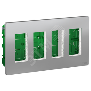 UNICA SYSTEM+ БЛОК скрытой установки 4х2 алюминий | NU174430 | Schneider Electric - Schneider Electric