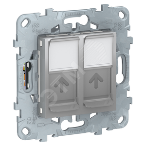 Розетка UNICA NEW компьютерная RJ45 двойная категория 6 UTP алюминий (NU542430) - Schneider Electric