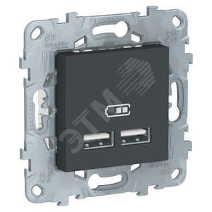 Unica New Антрацит Розетка USB, двойная, 5 В / 2100 мА | NU541854 | Schneider Electric - Schneider Electric