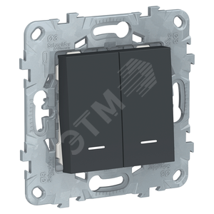 UNICA NEW Перекл 2-кл, 2 модуля,с подсв, 2 х сх.6а, антр - Schneider Electric
