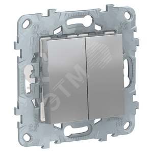 Переключатель UNICA NEW 2-клав перекрестный 2 x схема 7 10 AX 250 В алюминий