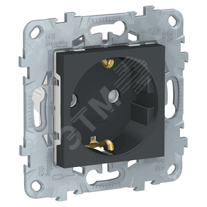 Unica New Антрацит Розетка с/з со шторками, винт. зажим, 16А, 250В | NU503754 | Schneider Electric - Schneider Electric