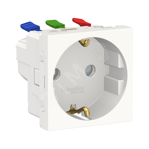 Розетка UNICA MODULAR с заземлением со шторками с быстрозажимными клеммами 16А 250В 2мод белый (NU305718)