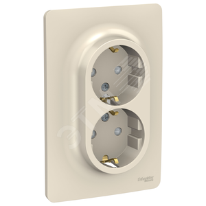 UNICA NEW Розетка двойная, с/ш, с/з, винт. зажим., беж - Schneider Electric