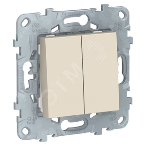 Переключатель UNICA NEW двухклавишный 2 х схема 6 10 AX 250 В бежевый (NU521344) - Schneider Electric