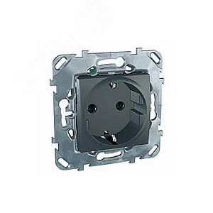 UNICA Розетка с заземлением со шторками с         быстрозажимными клеммами граф 4