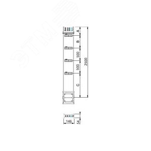Секция прямая распределительная вертикальная 2.5М 100А 6