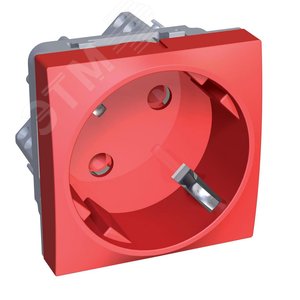 Altira Розетка с заземлением 2P+E 16A со шторками 45град. красная (ALB45283) - фото 4