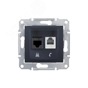 Sedna Графит Розетка 2-ая ТЛФ + компьютерная кат.6 UTP (RJ11+RJ45) | SDN5200170 | Schneider Electric - фото 6