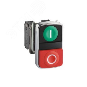 Кнопка двойная 22мм зеленая/красная Пуск-Стоп 1но+1нз 6