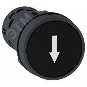 Кнопка черная с потайным толкателем 1НО белая стрелка 2