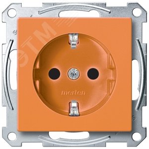 Merten SM Розетка Schuko Оранжевая для спец. цепей, с защитными шторками, безвинтовой зажим | MTN2300-0302 | Schneider Electric - фото 2
