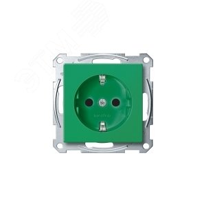 Merten SM Розетка Schuko Зелёная для спец. цепей, с защитными шторками, безвинтовой зажим | MTN2300-0304 | Schneider Electric - фото 6