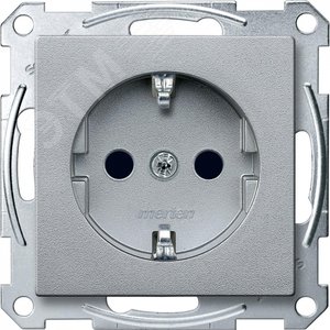 Sys M Розетка с заземлением со шторками в рамку алюминий SCHUKO (MTN2300-0460)