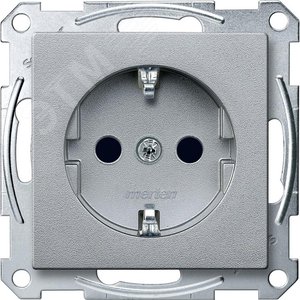 Sys M Розетка с заземлением со шторками в рамку алюминий SCHUKO (MTN2300-0460) 2