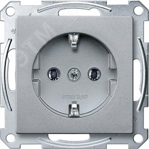 Sys M Розетка с заземлением без шторок алюминий SCHUKO 2
