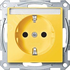 Merten SM Розетка Schuko Желтая с полем для надписи, защитными шторками, безвинтовой зажим | MTN2302-0307 | Schneider Electric - фото 2