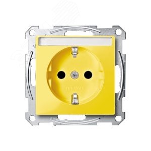 Merten SM Розетка Schuko Желтая с полем для надписи, защитными шторками, безвинтовой зажим | MTN2302-0307 | Schneider Electric - фото 7