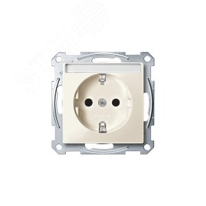 Механизм розетки Schuko с полем для надписи зеленый 6