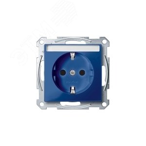 Merten SM Розетка Schuko Синяя с полем для надписи, защитными шторками, безвинтовой зажим | MTN2302-0378 | Schneider Electric - фото 6